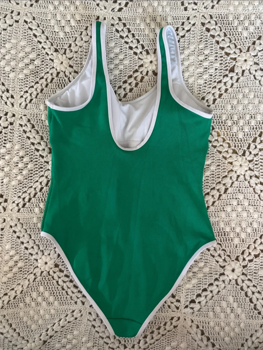 Primark Green One-Piece Swimsuit with White Trim